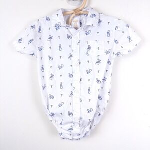 Gymboree Peter Rabbit Bodysuit Baby 12-18M White Short Sleeve Button Up